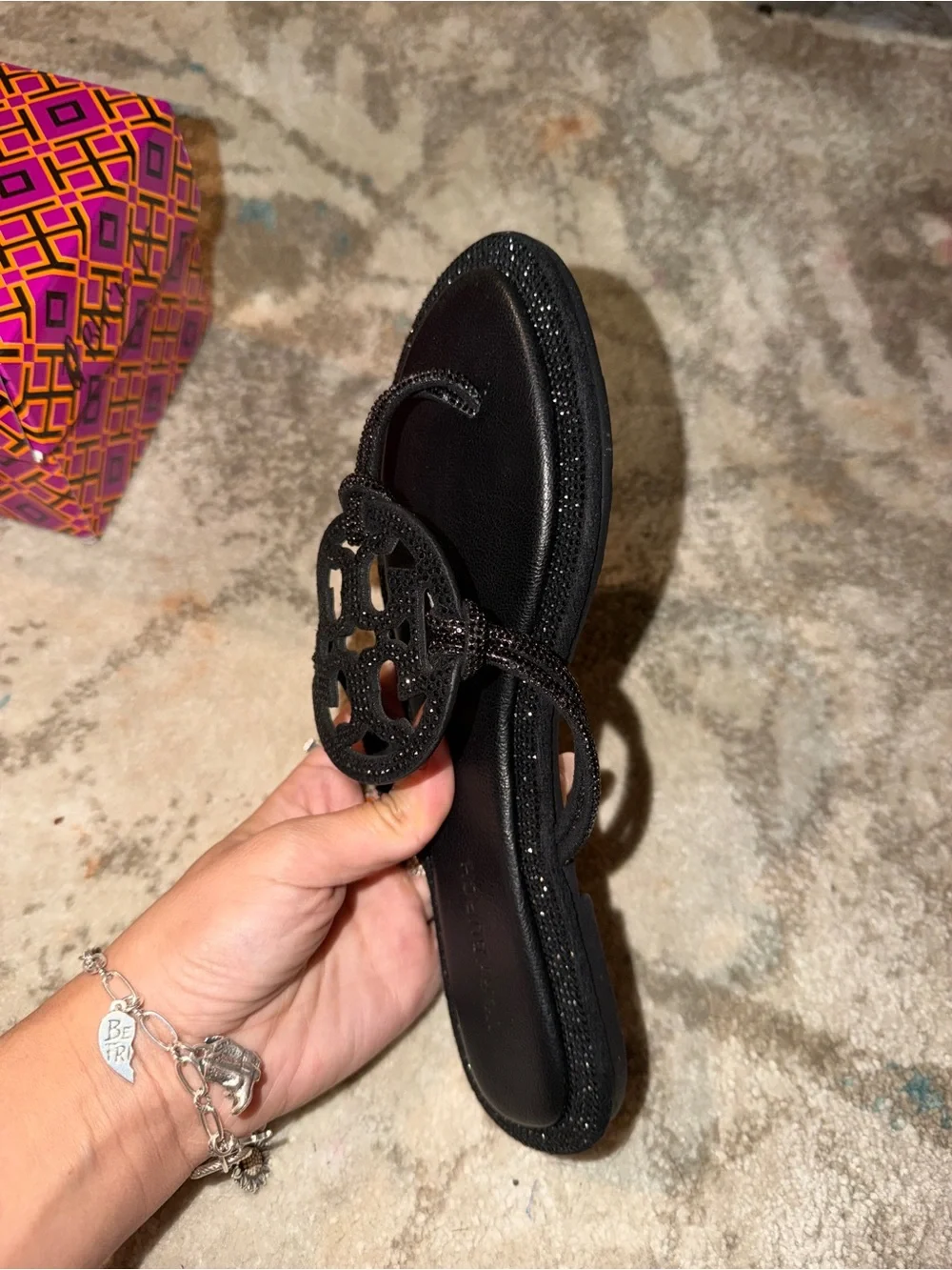 Tory Burch Black Logo Cutout Slide Sandals